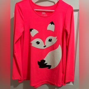Justice neon coral Fox graphic tee